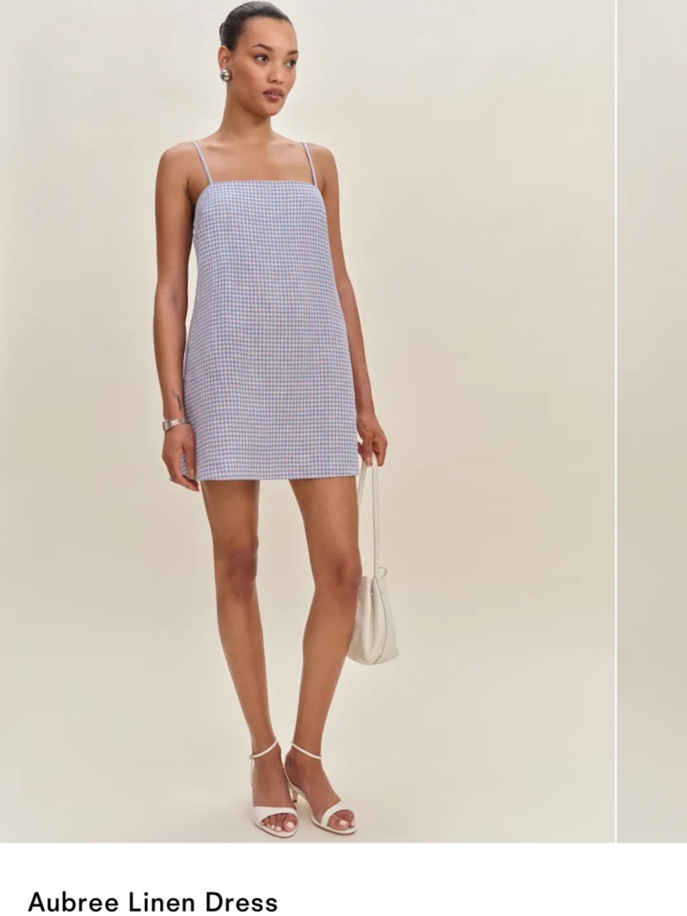 Reformation Aubree linen dress Mini Dress in Stellar Check XL